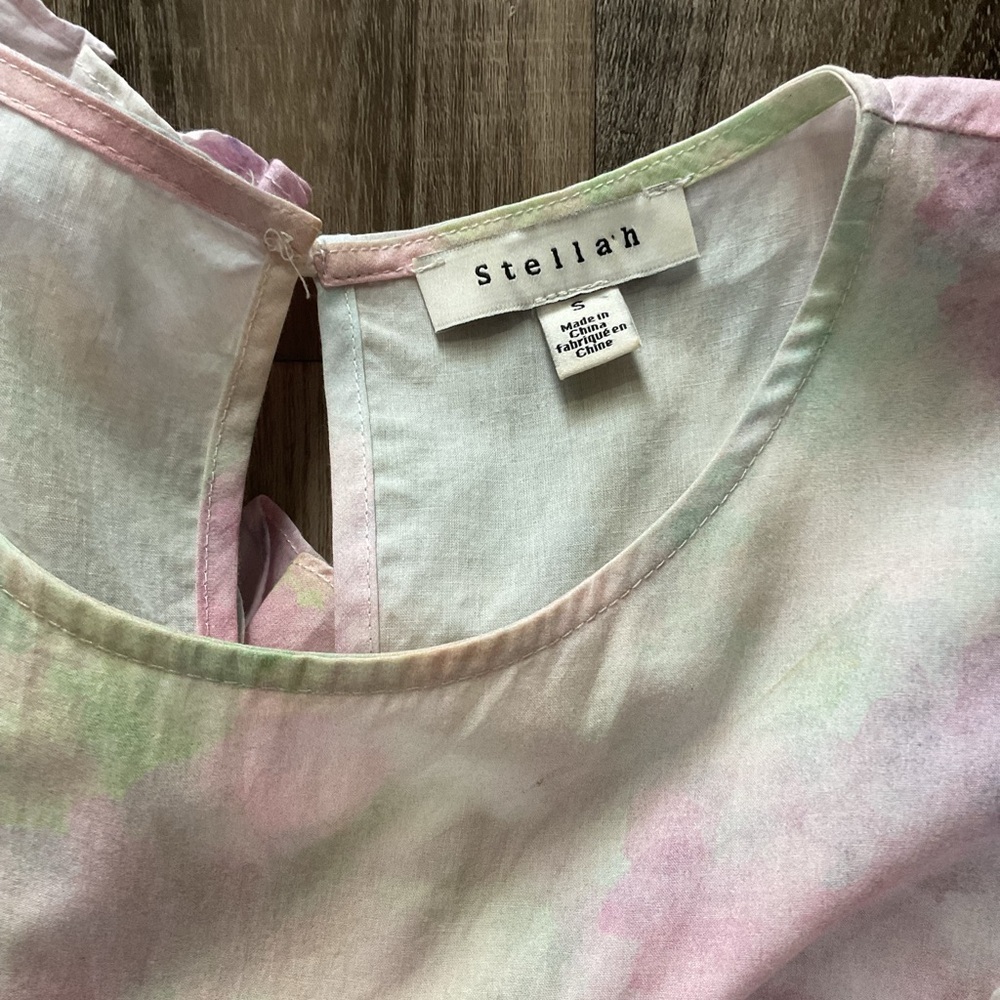 Stellah Watercolor Floral Ruffle cotton dress size S - Picture 4 of 8